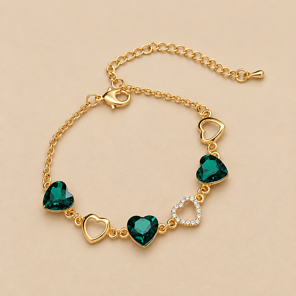 Heart Bangle - Green
