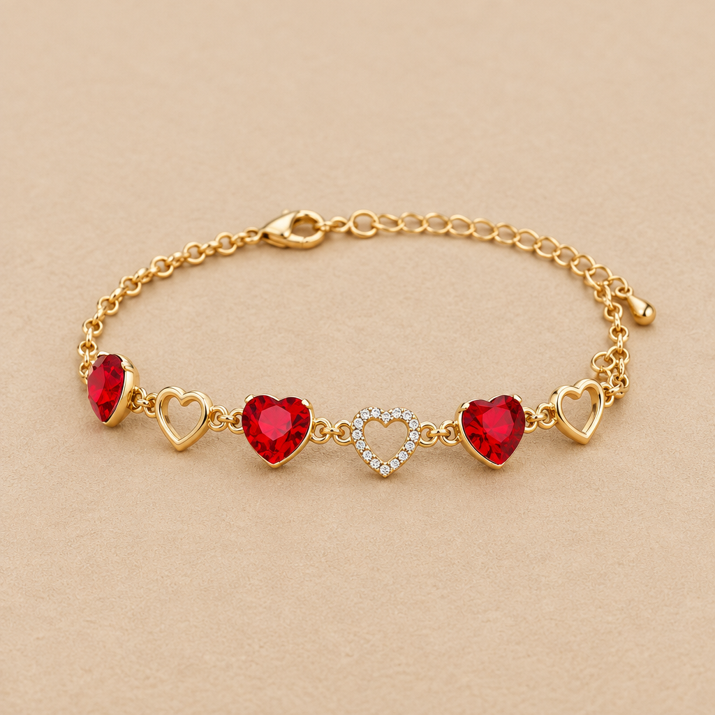 Heart Bangle - Red