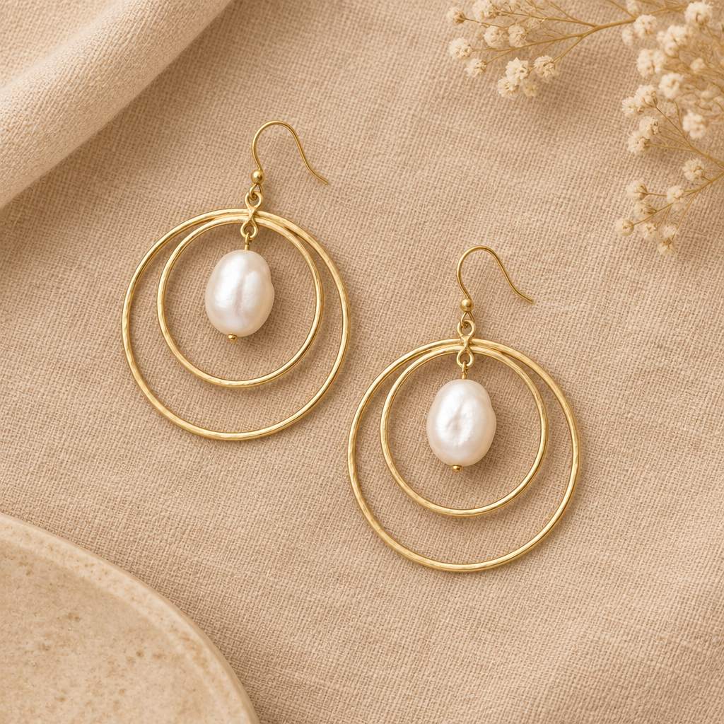 Luna Pearls — Sand Tone Flat Lay