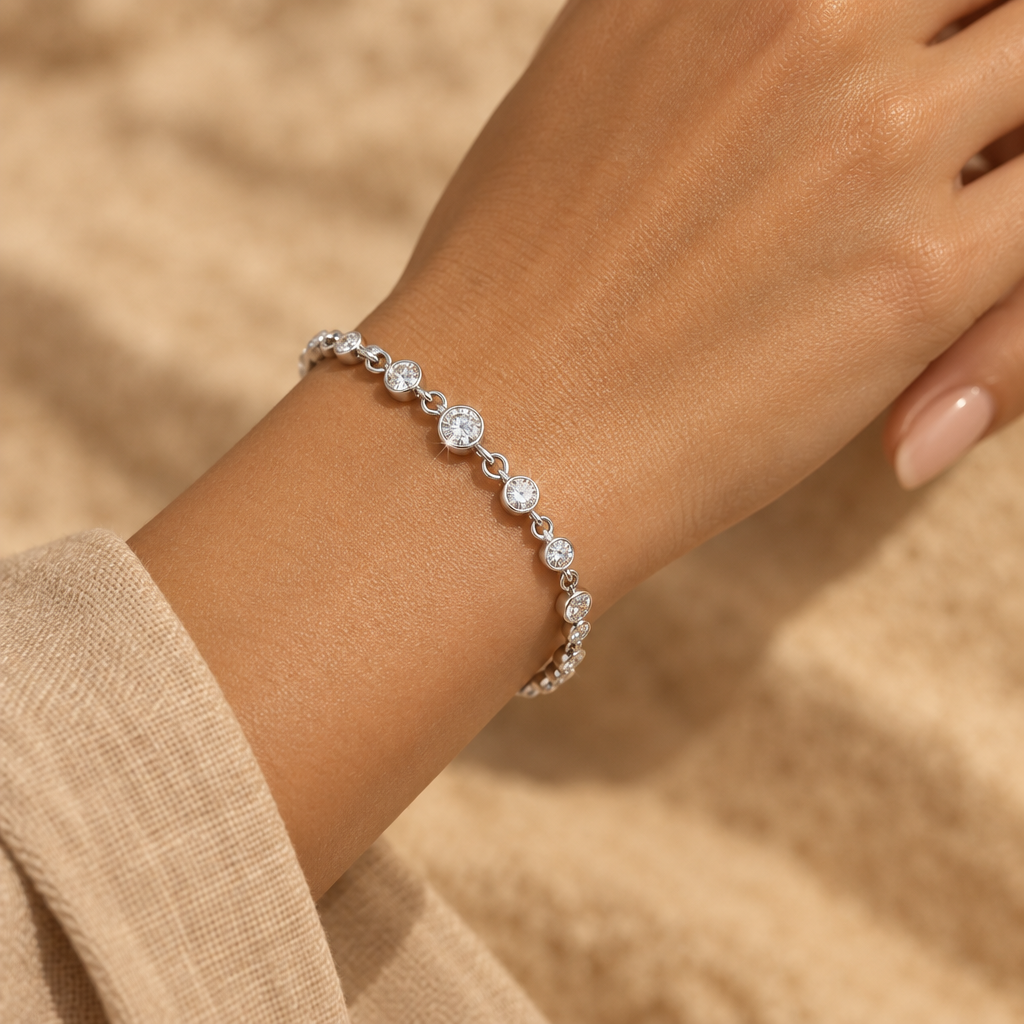Moissanite Tennis - Elegant Sand Tone