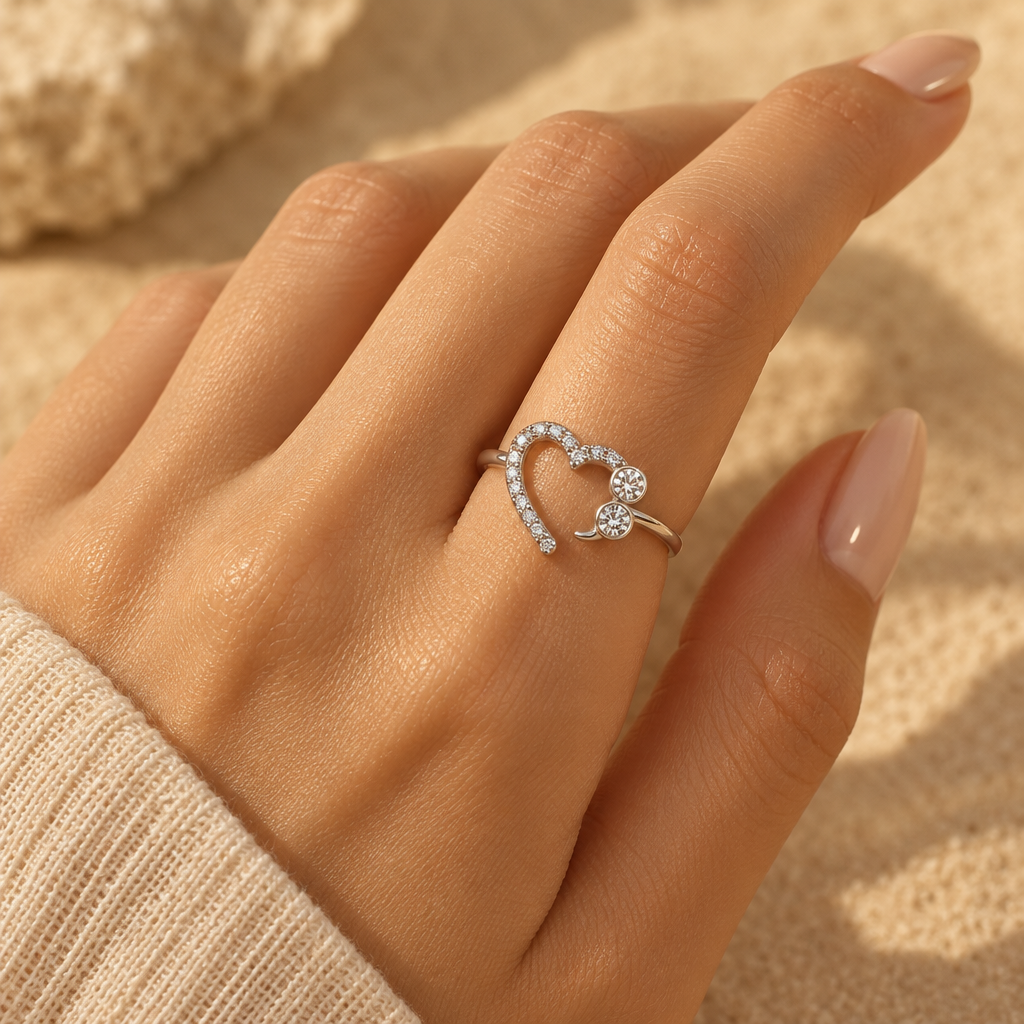 Open Heart Ring - Elegant Sand Tone