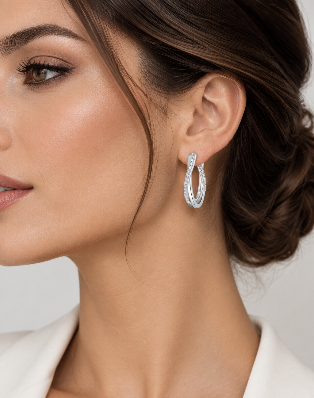 Pavé Twist Hoops - Elegant Woman