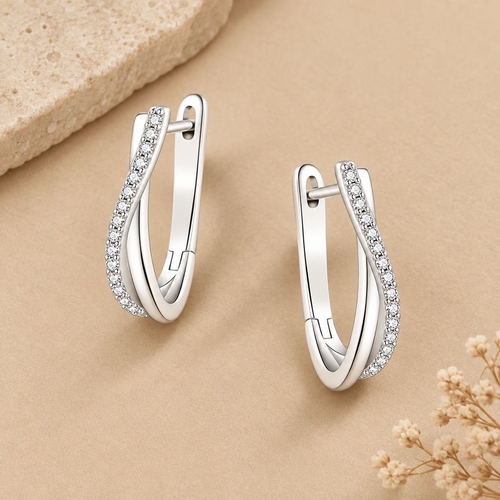 Pavé Twist Hoops - Sand Tone Packshot