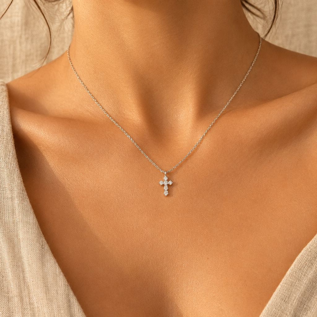 Petite Cross - White Gold