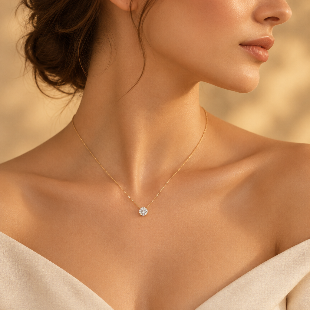 Solitaire Chain — Elegant Sand Tone Side View