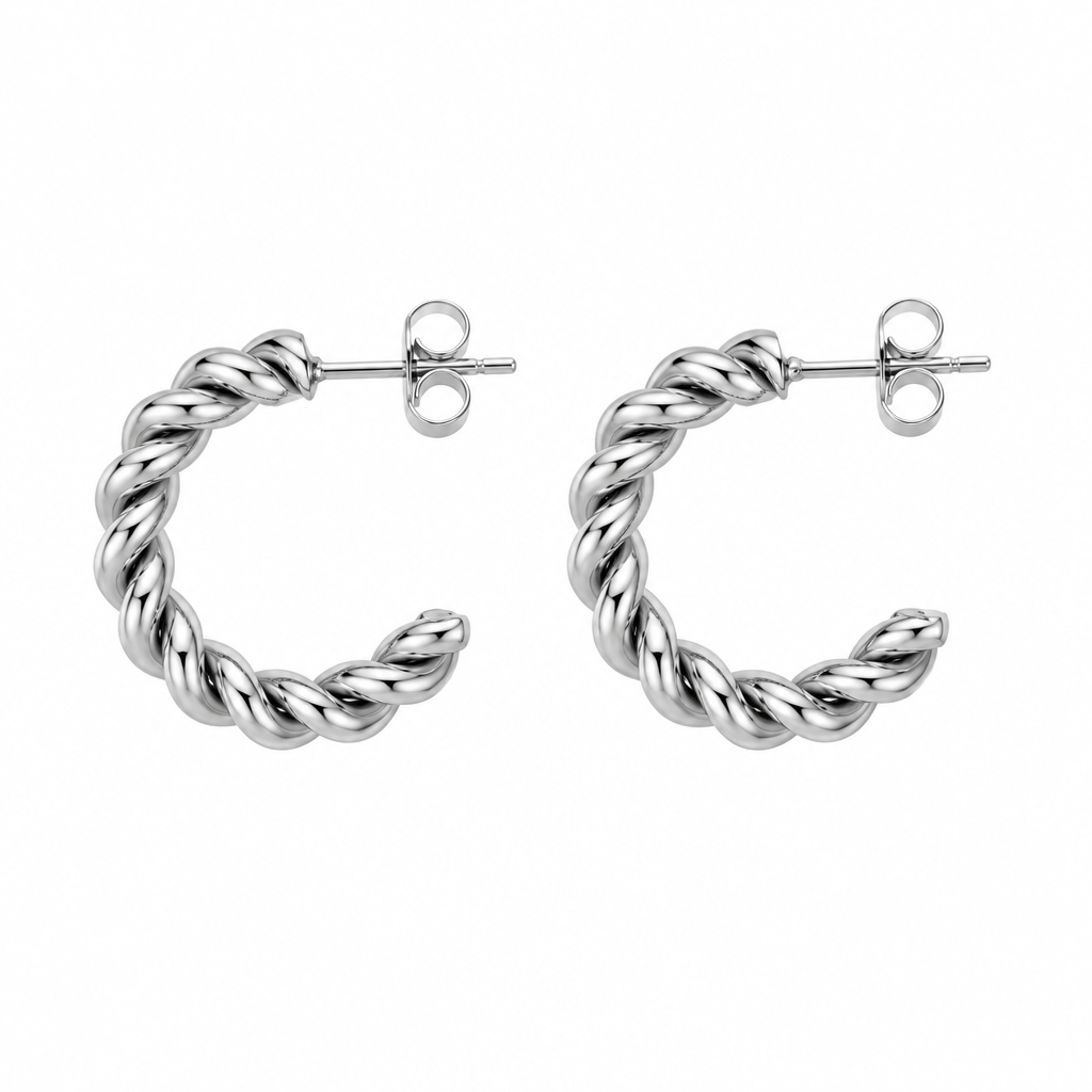 Twist Hoops – Silver Packshot